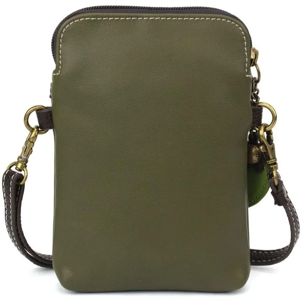 Owl A Faux Leather Crossbody Bag Womens Olive Compact Multi-Use